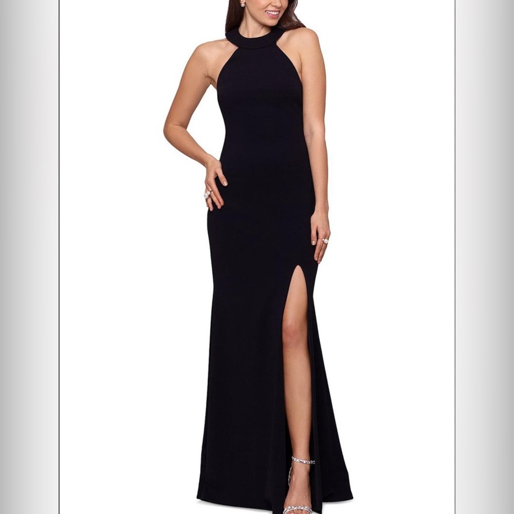 Elegant  Black Evening Dress with High Slit